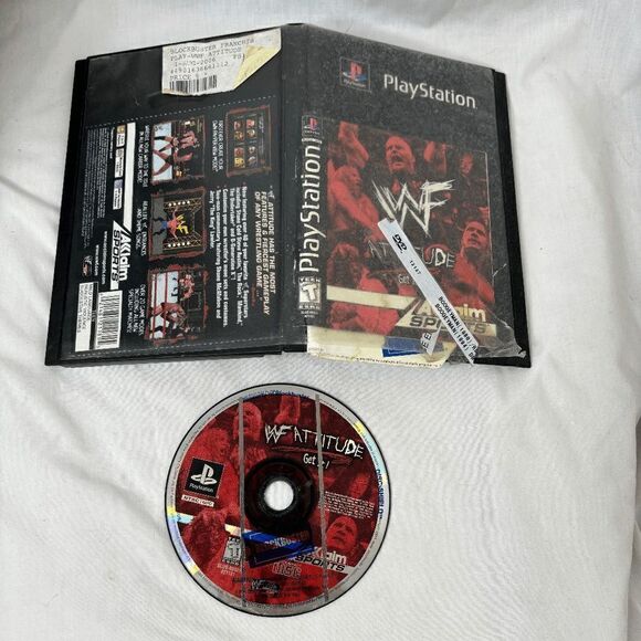 WWF WF Attitude (Sony PlayStation 1, 1999) PS1 Disc Only Blockbuster Case Insert - Picture 1 of 7
